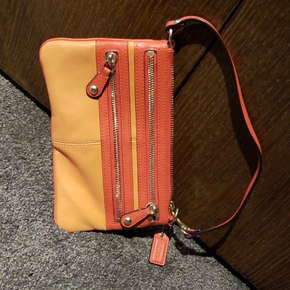 CoachTwo Tone Orange Wristlet - Picture 3 of 3